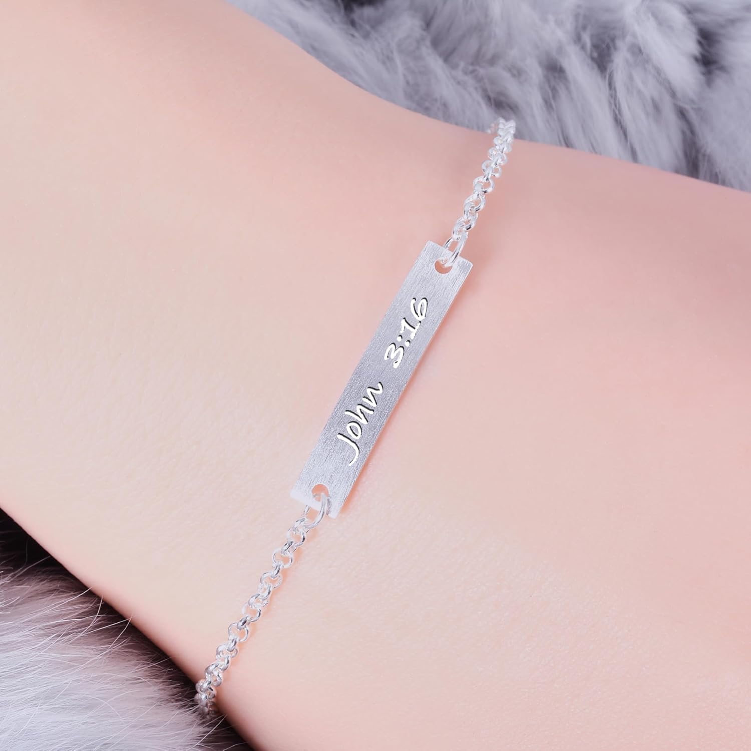 John 3 16 Bracelet for Women, 925 Sterling Silver Christian Faith Jewelry, Meaningful Gift for Her