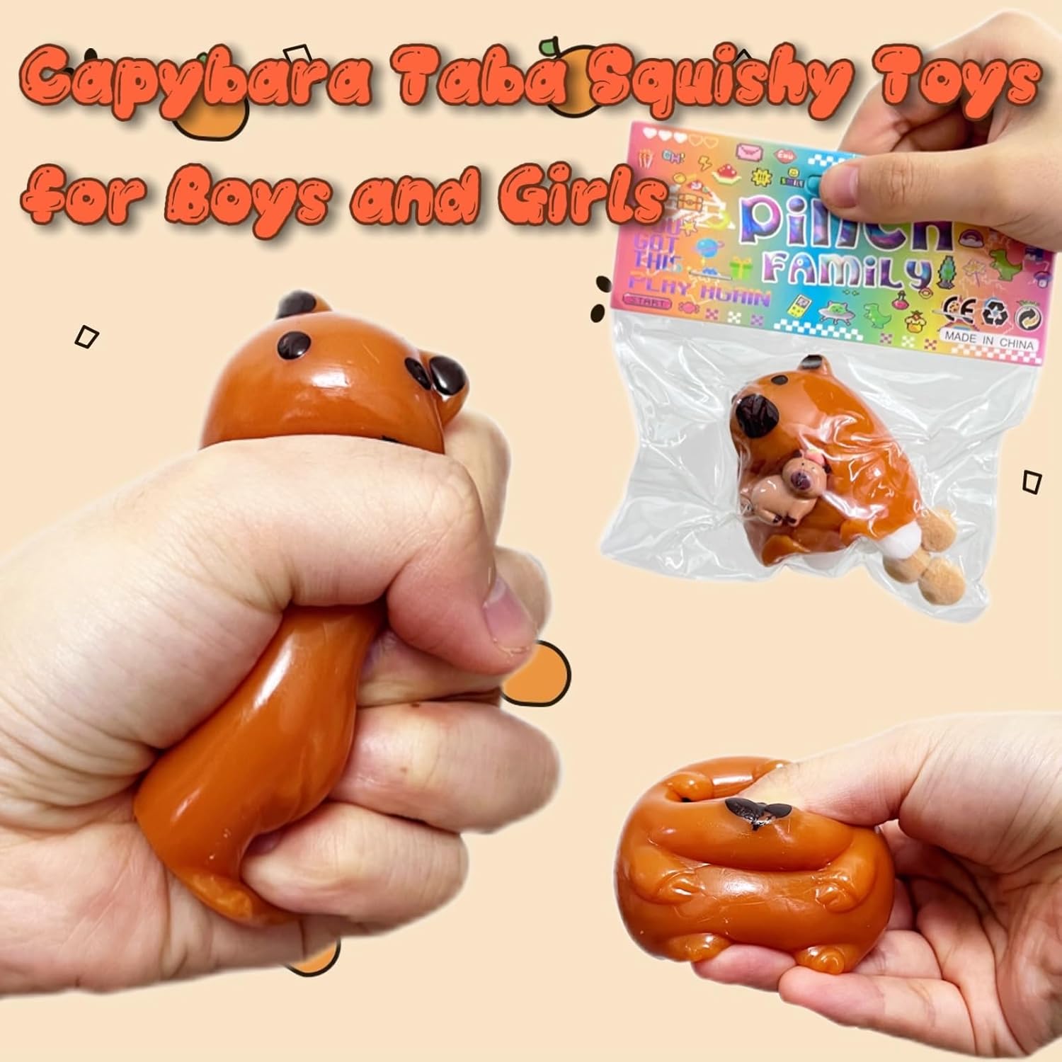 Capybara Taba Squishy Toys for Kids, Kawaii Animals Sticky Stress Balls Squeeze Sensory Toy, Cute Capybara Taba FuFu Squishy Stress Ball, Birthday Gifts, Party Favors