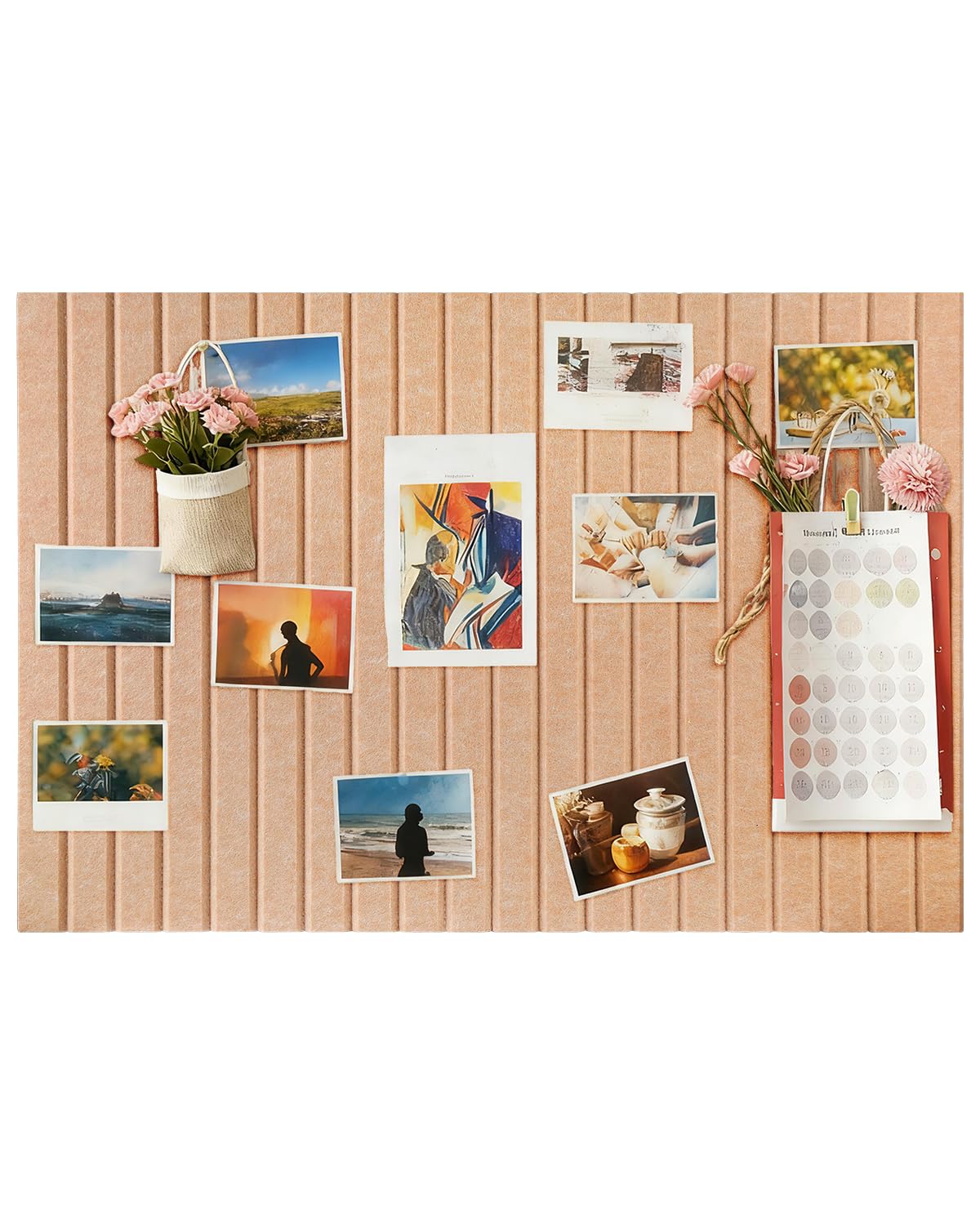 Koushine Large Felt Bulletin Board 0.35in Thicker, Cork Board with Safe Removable Nano Self-Adhesive Tabs, Wall Felt Board for Bedrooms, Living Rooms, Offices, Flower Shops (Dark Camel, 80x60 cm)