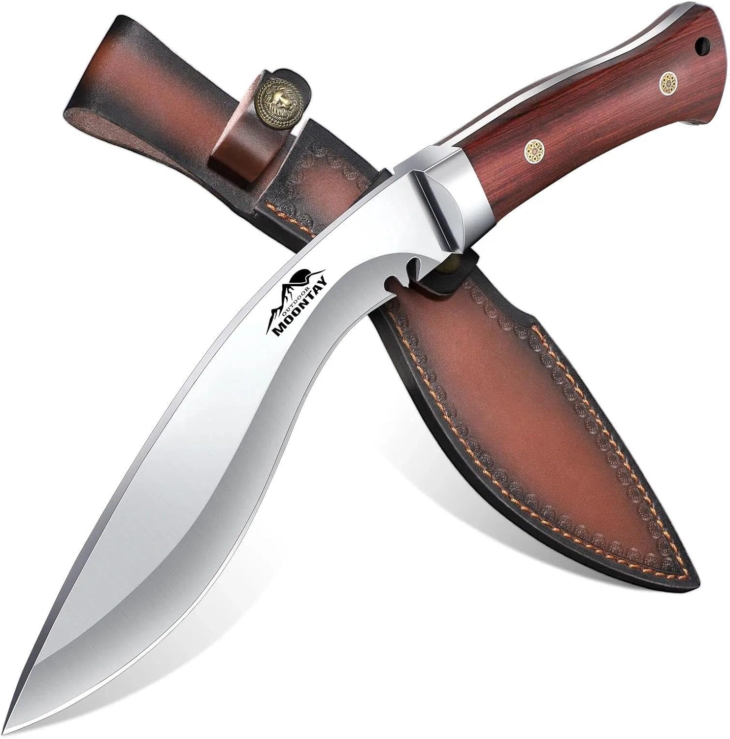 Moontay Fixed Blade Kukri Knife – VG10 Steel Hunting Knife with Sheath, Full Tang Survival Knives with Wood Handle for Bushcraft Camping Fishing Hiking BBQ, Christmas Gifts for Men and Women