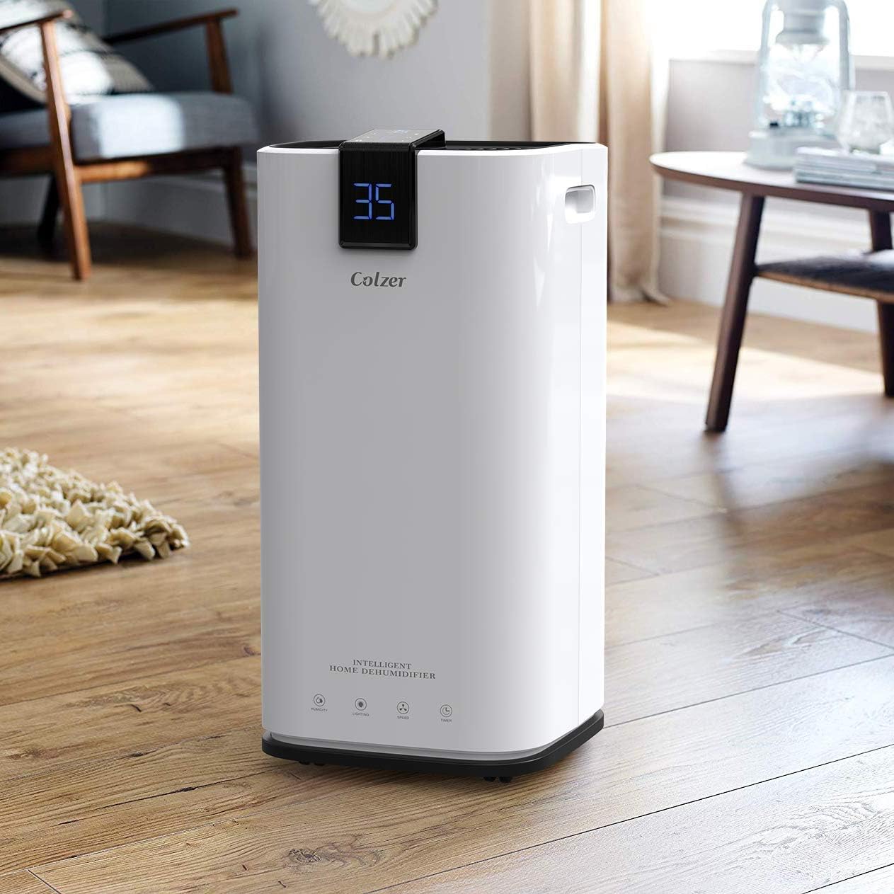 COLZER 70 Pints Home Dehumidifiers for 4,000 SQ FT Basements & Large Rooms, Large Removal Capacity with 7.4-Pint Water Bucket & Continuous Drain Hose for Self-draining