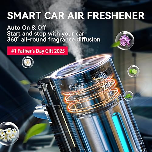 Miniatura 2 de Difusor de coche, difusor de aroma de aceite esencial para automóvil, difusor de aroma recargable por USB, ambientador inteligente con 6 piezas de