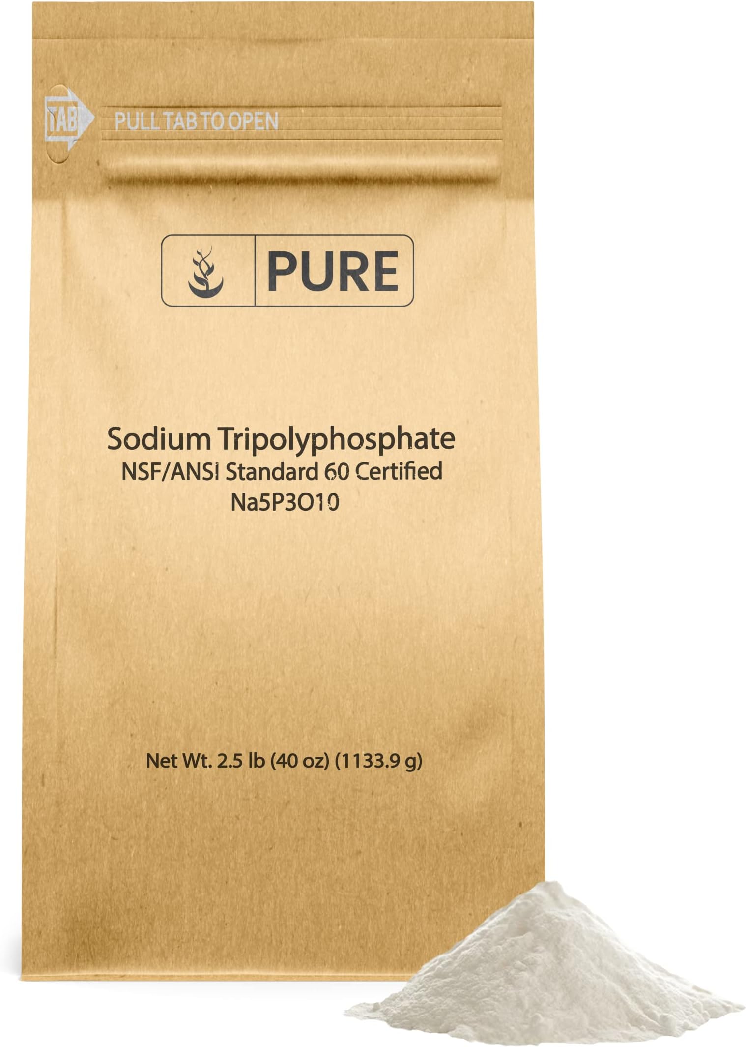 Pure Original Ingredients Sodium Tripolyphosphate (2.5 lb) Powerful Cleaning Agent, Water Softener, Laundry Additive