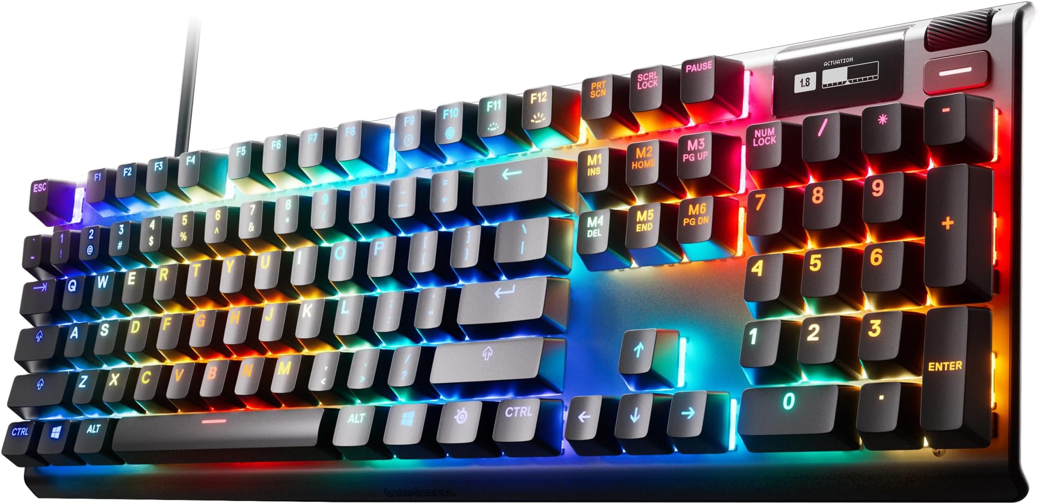 SteelSeries Apex Pro Mechanical Gaming Keyboard Adjustable Actuation Switches World's Fastest Mechanical Keyboard OLED Smart Display RGB Backlit, USB-C, Black