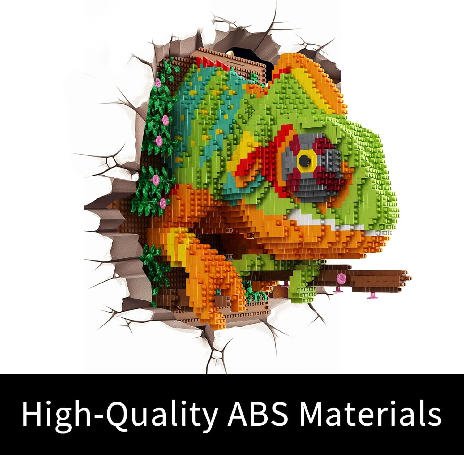 BRICXOR 3D Wall Art Chameleon Building Blocks Set for Adults - Unique Home Wall Decor Set for Adultsor Table Display, Creative Hobbies Toys Gifts for Men and Women (2688 Pieces)