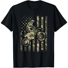 Motocross American Flag Camouflage Dirt Bike Men Boys Kids T-Shirt