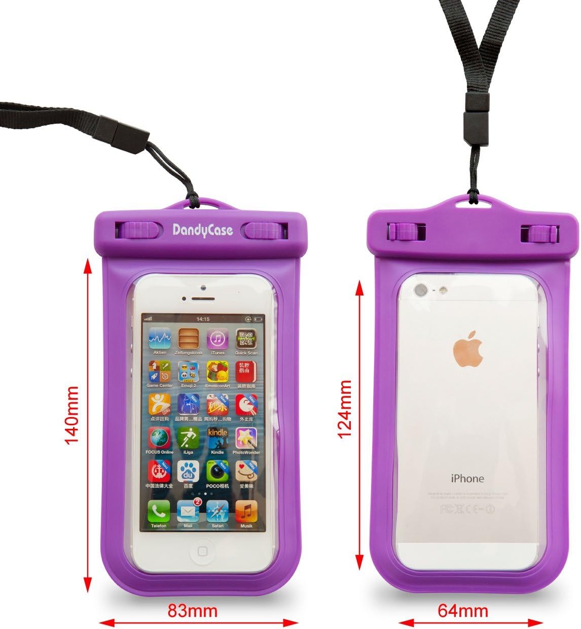 Dandycase Slim Waterproof Case for Apple iPhone 5S / 5 / 5C & Apple iPod Touch 5 (Will NOT fit Other Smartphones) - IPX8 Certified to 100 Feet [Retail Packaging by DandyCase] (Purple)