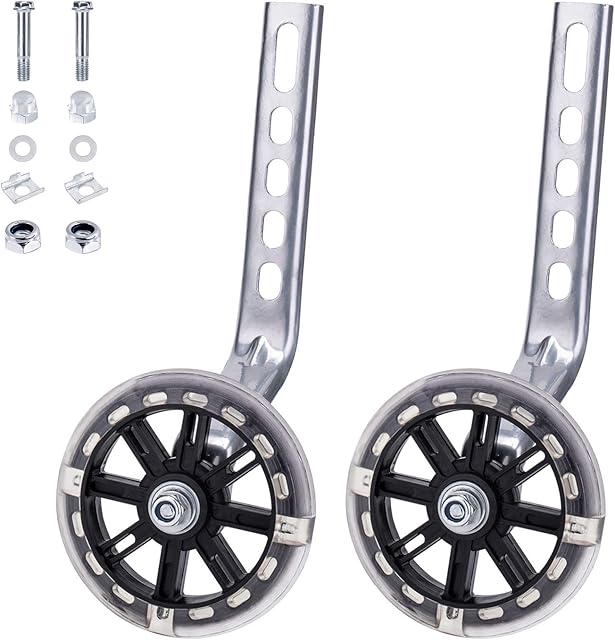NONMON Bicycle Training Wheels, 1 Pair Kids Bike Stabiliser Support Universal Flash Auxiliary Wheels for 12 14 16 18 20 inch Single Speed Bicycle, Good for Beginners Boys Girls Children Cycling