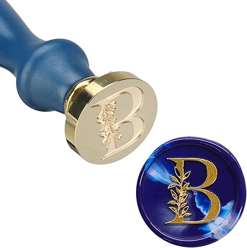 Miniatura 9 de SWANGSA Sello de cera con letra inicial del alfabeto en T, sello de sellado de letras botánicas elegantes vintage para invitación de fiesta de boda,