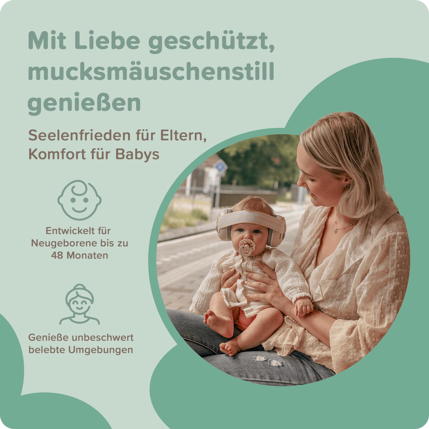 Lärmschutz Kopfhörer Kinder 3 bis 48 Monate - Gehörschutz Baby 25dB Geräuschreduktion - extraweiche Baby Ohrenschützer mit elastischem und verstellbarem Kopfband