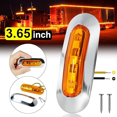 Miniatura 2 de Paquete de 20 luces LED de marcador de remolque DC12-24V de 3.7 pulgadas, luz indicadora delantera y trasera, con bisel cromado, universal para