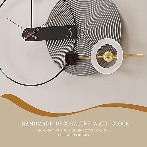 Miniatura 24 de Reloj de pared grande de 39 pulgadas, estilo nórdico naranja moderno, funciona con pilas, reloj decorativo de metal silencioso para sala de estar