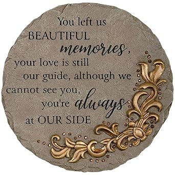 Carson Beautiful Memories Memorial Garden Stone Decorative Bereavement Plaque with Heartfelt Sentiment, Indoor & Outdoor Resin Garden Stone, Sympathy & Remembrance Gift