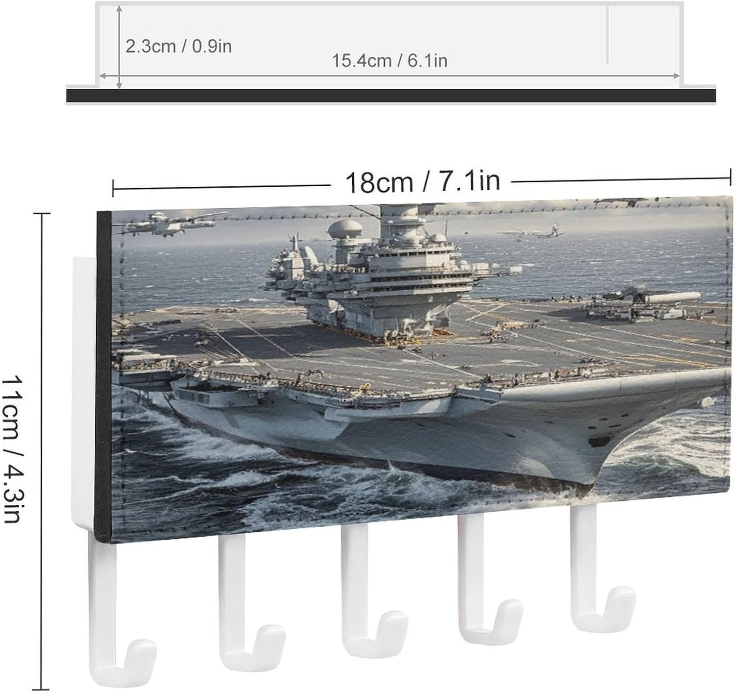 Key Holder Wall Mount Key Hanger with 5 Hooks, Decorative Key Rack | Aircraft Carrier Hanging Key Hooks with Mail Organizer for Wall Living Room Kitchen Bathroom Hallway