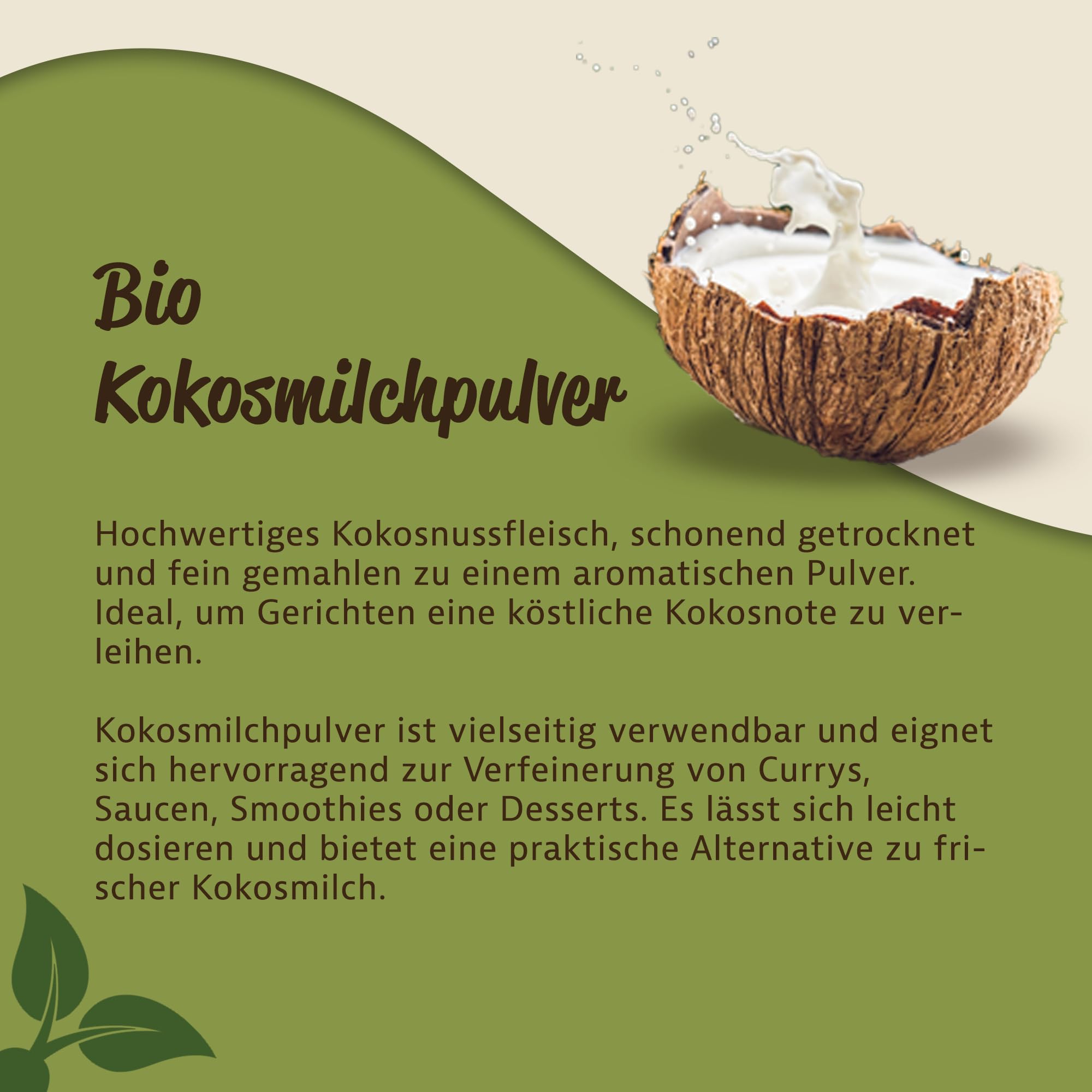 mynatura Bio Kokosmilchpulver Kokosmilch | Pulver | Kochen | Backen | Dessert | Kokosnuss | Ernährung | Nachtisch | süß (1x1kg)