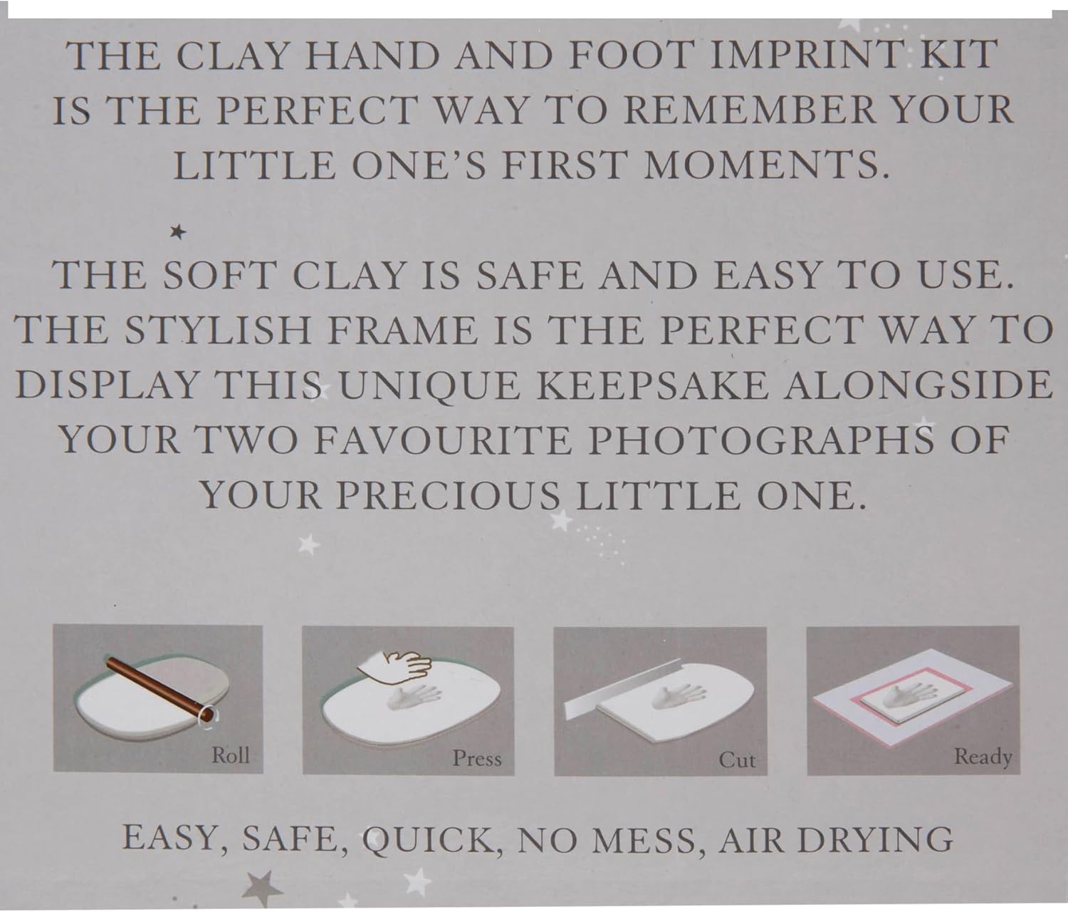 Happy Homewares Bambino White Wooden Double Photo Frame with Clay Hand & Foot Print Keepsake Set - Perfect for Expecting Parents