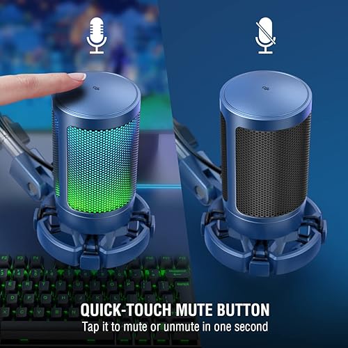 Miniatura 25 de FIFINE Gaming PC USB Microphone, Podcast Condenser Mic with Boom Arm, Pop Filter, Mute Button for Streaming, Twitch, Online Chat, RGB Computer Mic