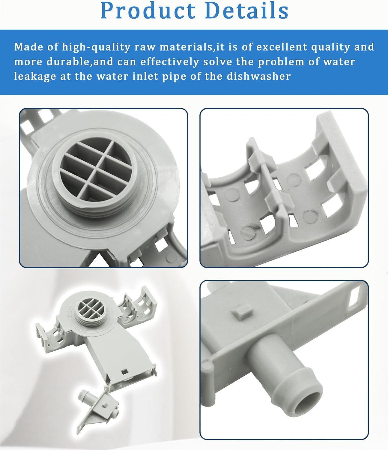 WPW10195536 Dishwasher Water Inlet Port for Whirlpool Kenmore KitchenAid Maytag ReplacesAP6016773 W10195536 1551532 8531325 PS11750066 Leak-Proof Inlet Valve Replacement