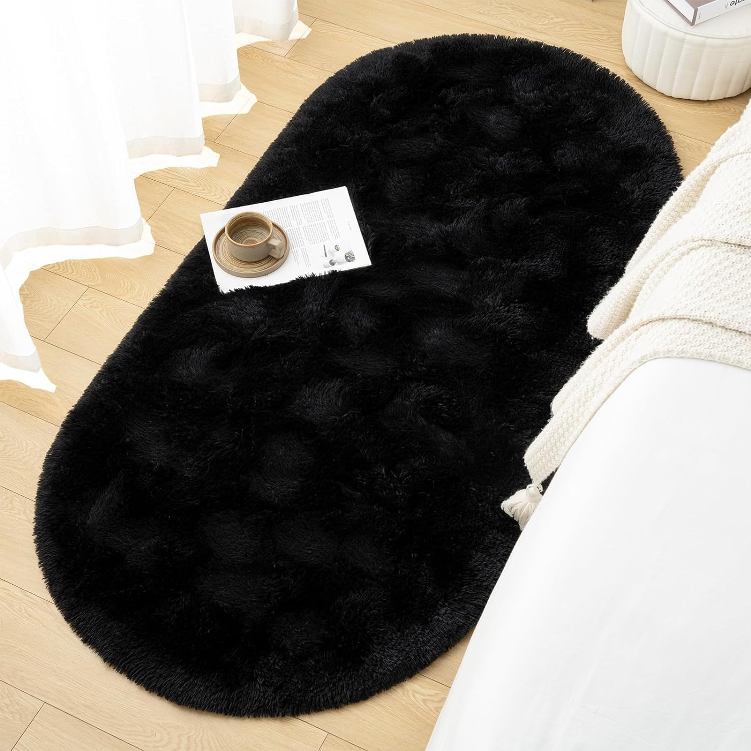 AawasrugAawasrug Present Rectangle Shap carpet 2 inch Pile for Room,Hall,Studyroom ETC.,Black Color, Size 2x4 feet