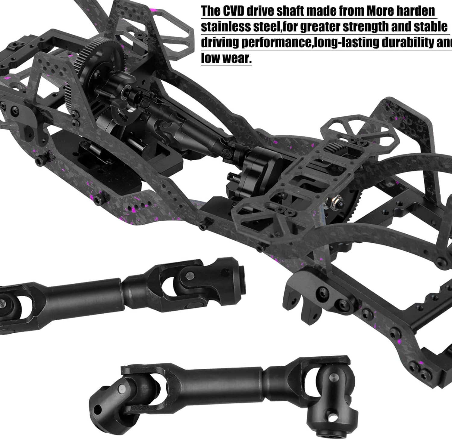 LCG Carbon Fiber Chassis Kit & Front Mounted Transmission Upgrades Part for 1/10 RC Crawlers SCX10 SCX10 II Capra 1.9 UTB and Other DIY Builds,Aluminum Gearbox Carbon Fiber Chassis,Colour