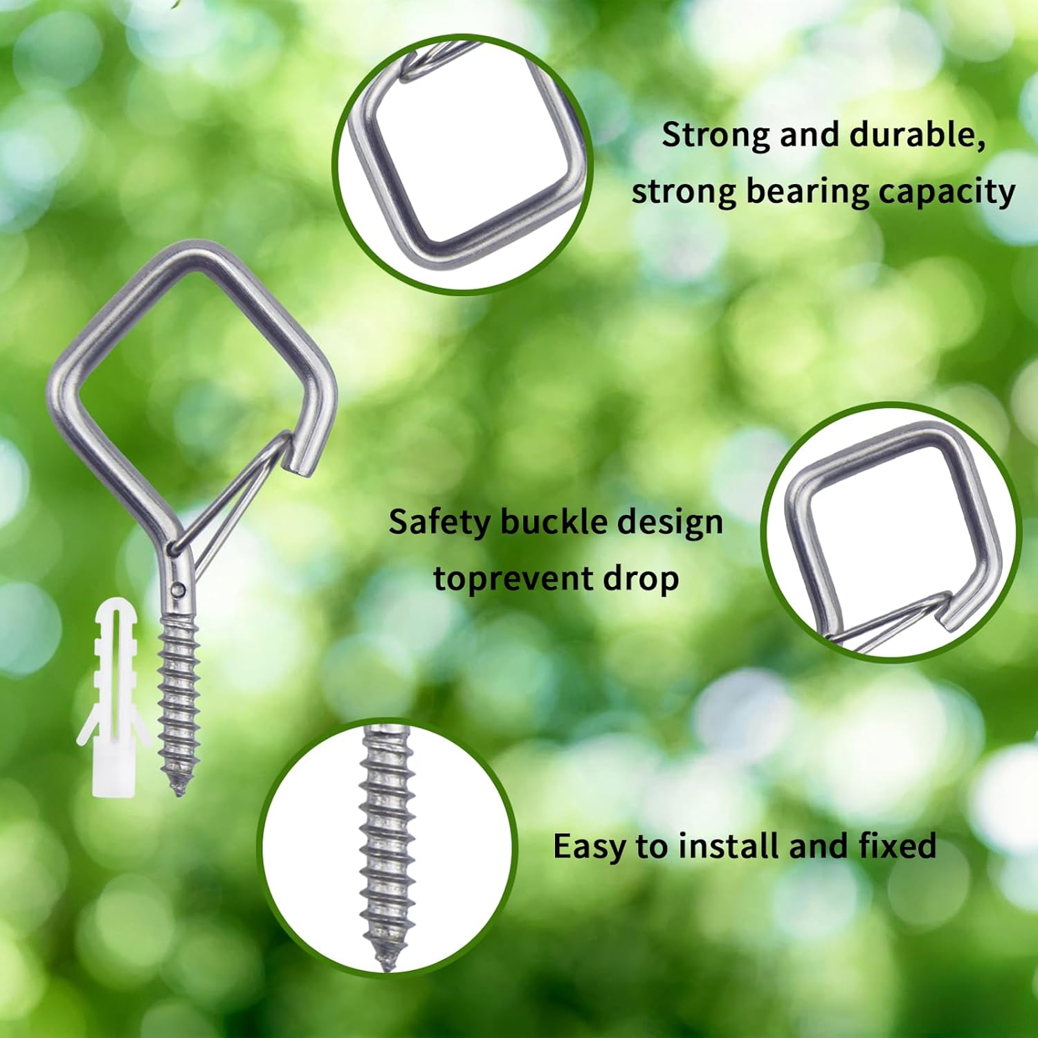 304 Stainless Steel Eye Screw Hooks for Hanging Heavy Duty, Ceiling Hooks for Hanging Plants & Outdoor String Lights, Screw in Hooks for Indoor Outdoor Decor (304 Stainless Steel, 34 Pcs)