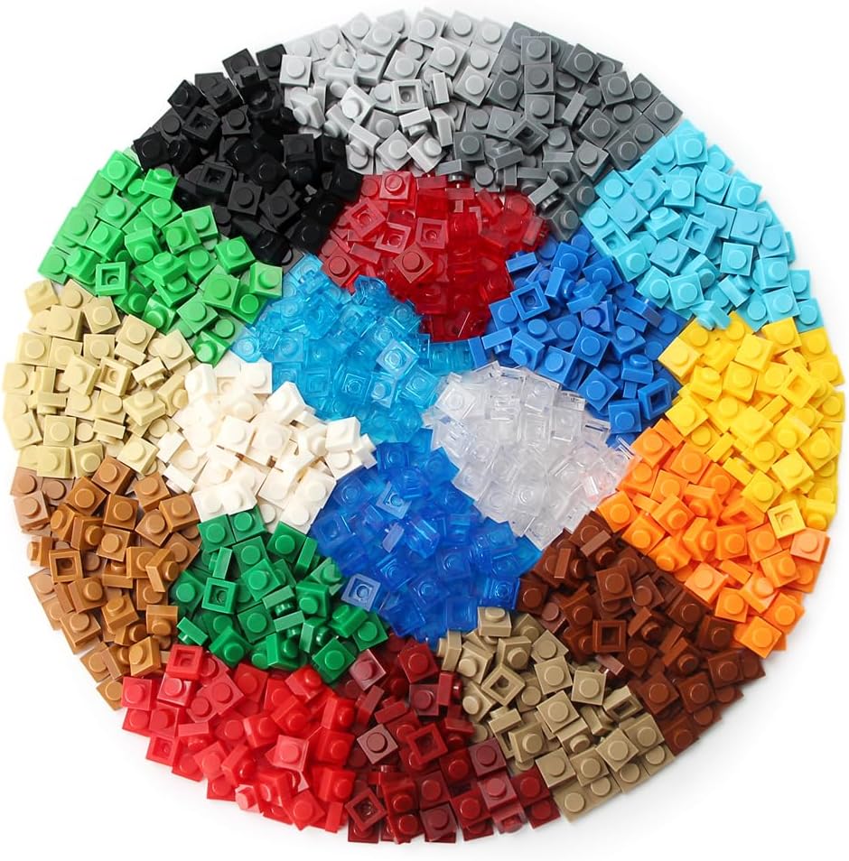 Feleph Basic 1000 Pieces Plate 1x1 Bricks Creative 20 Colors Parts Building Play Blocks Set Toy Compatible with 3024 Accessories for Kids