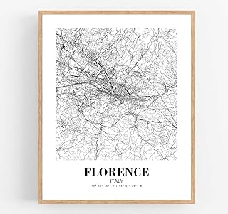 Eleville 8X10 Unframed Florence Italy City View Abstract Road Modern Map Art Print Poster Wall Office Home Decor Minimalist Line Art Hometown Housewarming wgn321