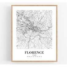 Eleville 8X10 Unframed Florence Italy City View Abstract Road Modern Map Art Print Poster Wall Office Home Decor Minimalist Line Art Hometown Housewarming wgn321