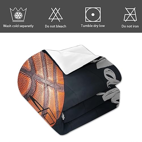 Miniatura 6 de Juego de edredón personalizado de baloncesto tamaño matrimonial para niños y adolescentes, juego de cama individual de microfibra ultra suave,