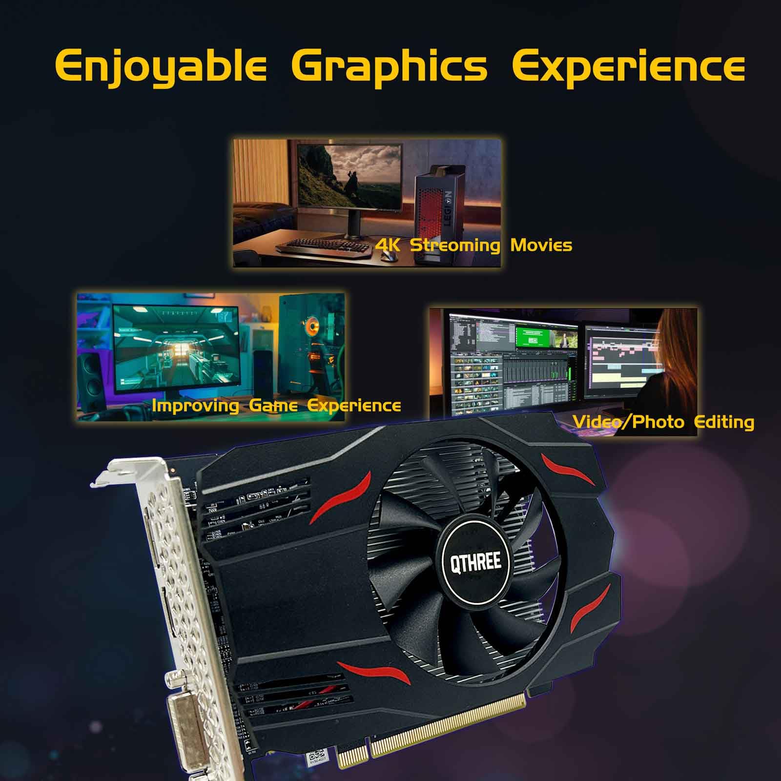 QTHREE Radeon RX 560 Scheda Video, 4GB GDDR5 128-bit, HDMI, DisplayPort, DVI, Scheda Grafica PC, GPU, Video Card, PCI Express x8, DirectX 12