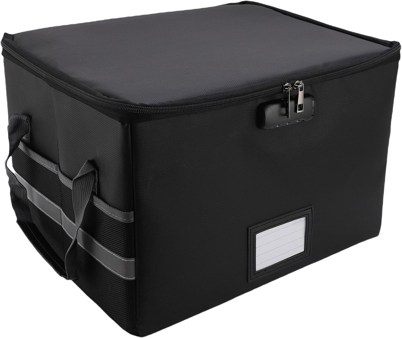 Luqeeg Portable Fireproof File Box, Antistatic Reflective Stripe Document Box, File Organizer Filing Storage Cabinet with Lock for Home Office Hanging Letter, Legal Folder