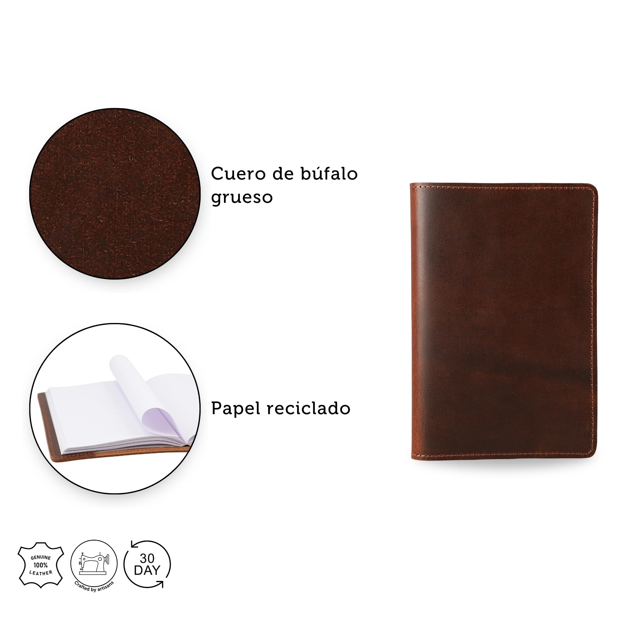 Gusti Cuaderno de piel Lahja notas esbozos diario de viaje marrón cuero