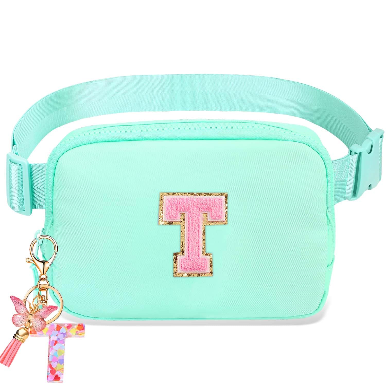 Belt Bag for Girls Gifts - Birthday Gifts for Teenager, Personalized Gifts for Mom Freind Sister Teacher, Graduation GiftsInitial Crossbody Bag Belt Bag for Women Mint Green T