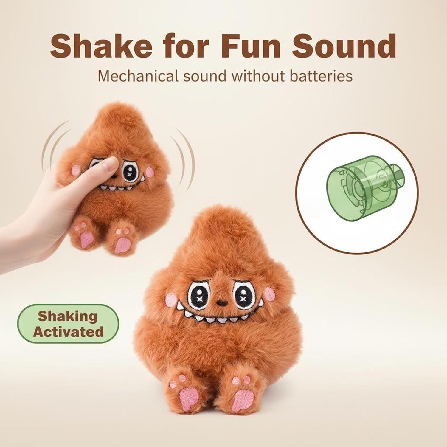 Funny Brown Monster Plush Dog Toy - 4.5" Interactive Shaking Sound Pet Toy, Durable Soft Stuffed Animal with Detachable Keychain Hook for Small Dogs & Puppies image 3