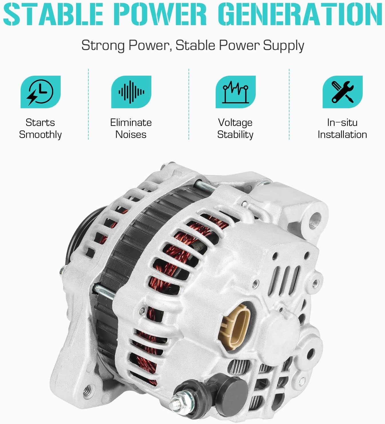 Alternator Compatible with Chevrolet Tracker 2.0L 2.5L 2001-2004,Fit for Suzuki Vitara 2.5L 2004, Replace AMT0169, A5TA7291, 30026479, 30027273, 400-48154, 13950, A5TA7291