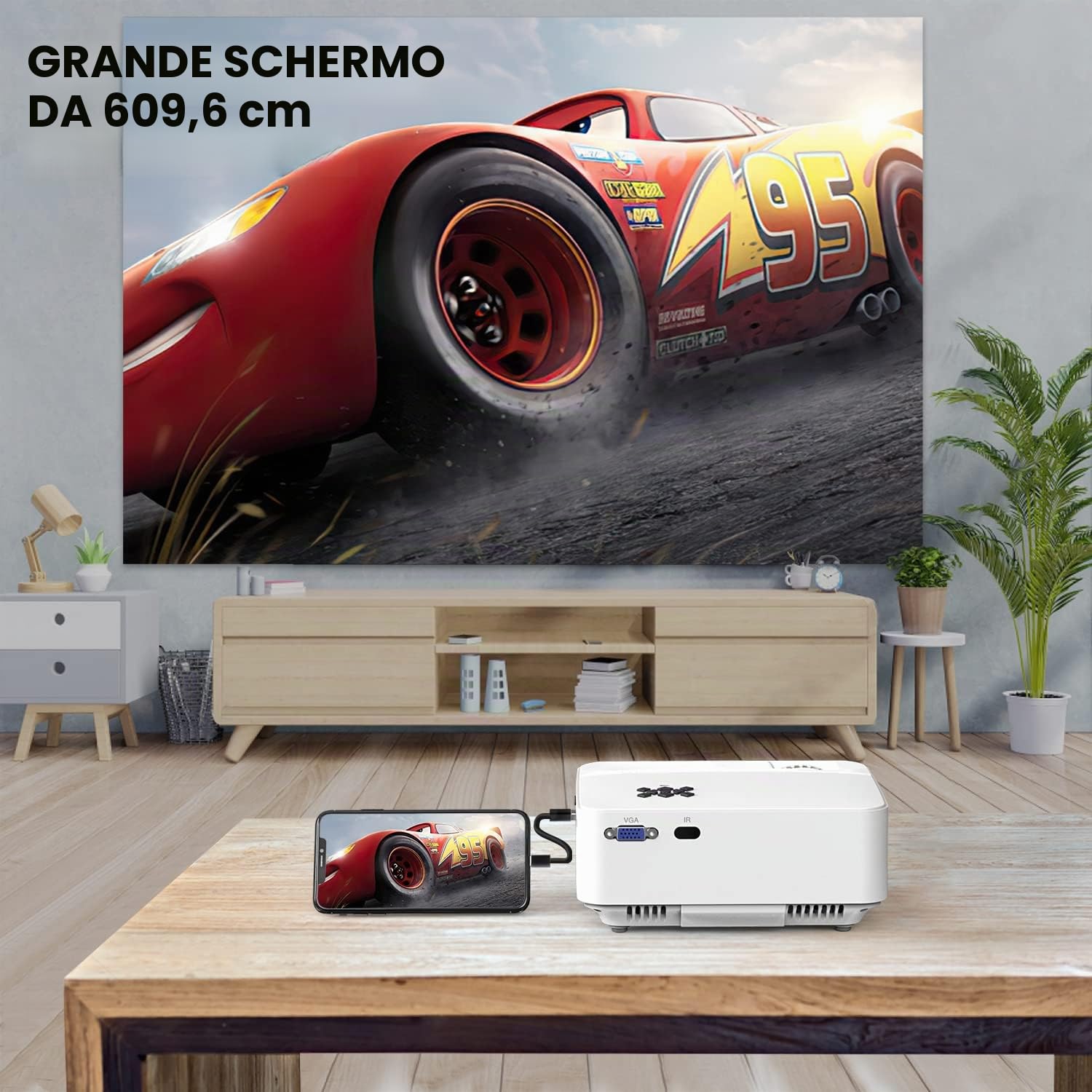 TOPVISION Proiettore Full HD 1080P 7000 lumens Mirroring Home Theater LCD 90k ore HDMI/USB/AV/VGA
