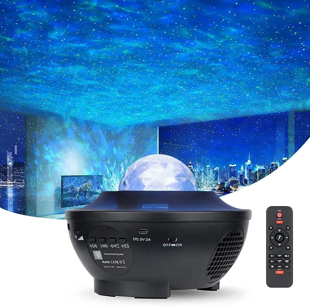 DADA Enterprise Plastic Star Night Light Projector Bedroom, Galaxy Projector Ocean Wave W/Led Nebula Cloud and Bluetooth Music Speaker As Gifts Decor Birthday Party Wedding Bedroom Living