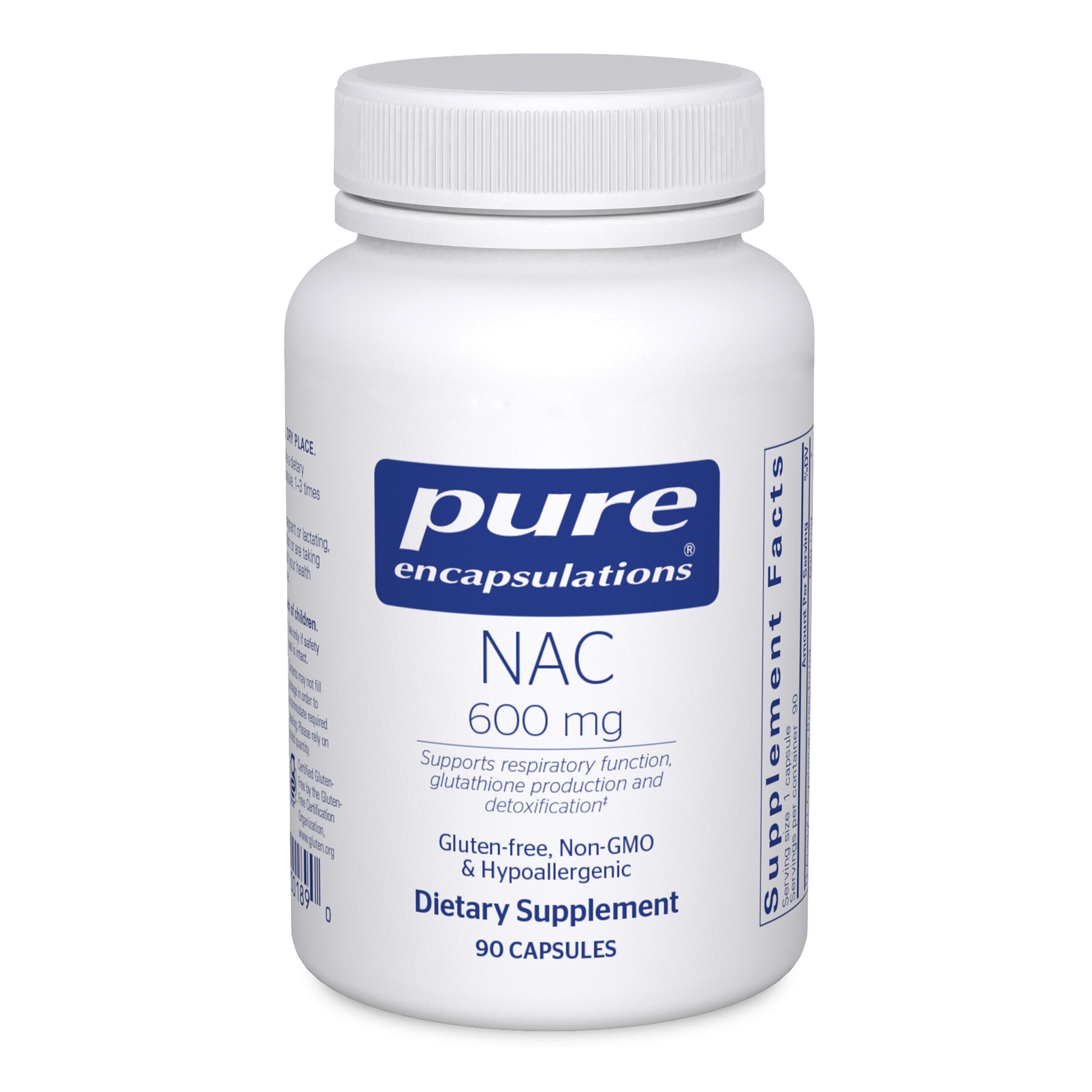 Pure EncapsulationsNAC 600 mg - N-Acetyl Cysteine NAC Supplement for Lung Health & Immune Support, Liver Support & Antioxidants* - with Freeform N-Acetyl-L-Cysteine - 90 Capsules