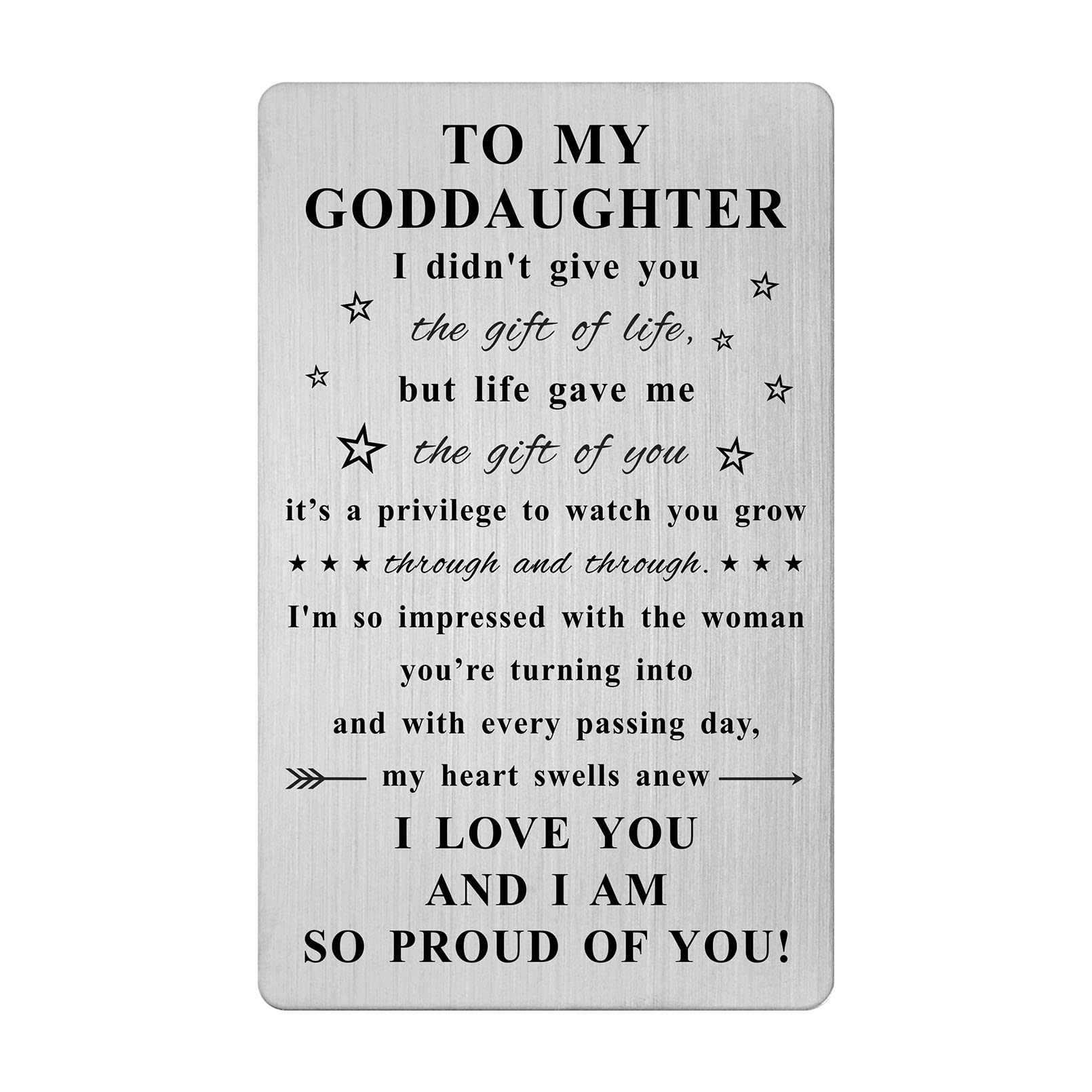 Jzxwan Regalos para ahijada de madrina y padrino, tarjeta única de cumpleaños, día de boda, graduación, bautismo, Navidad, para ahijada, regalos para adolescentes niñas de padrinos