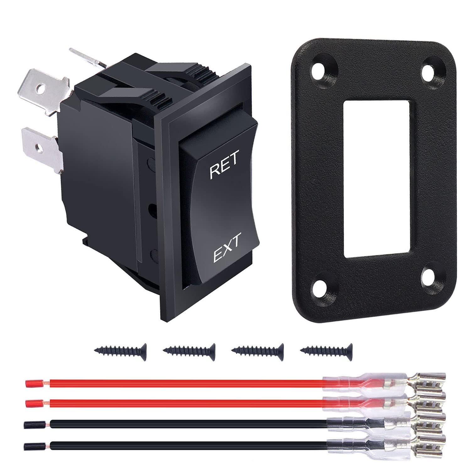 weideer RV Jack Momentary Reverse Polarity Switch with Panel Motor Control Power Switch DPDT 4 Pin(ON)-Off-(ON) 20A 12V DC with Wires