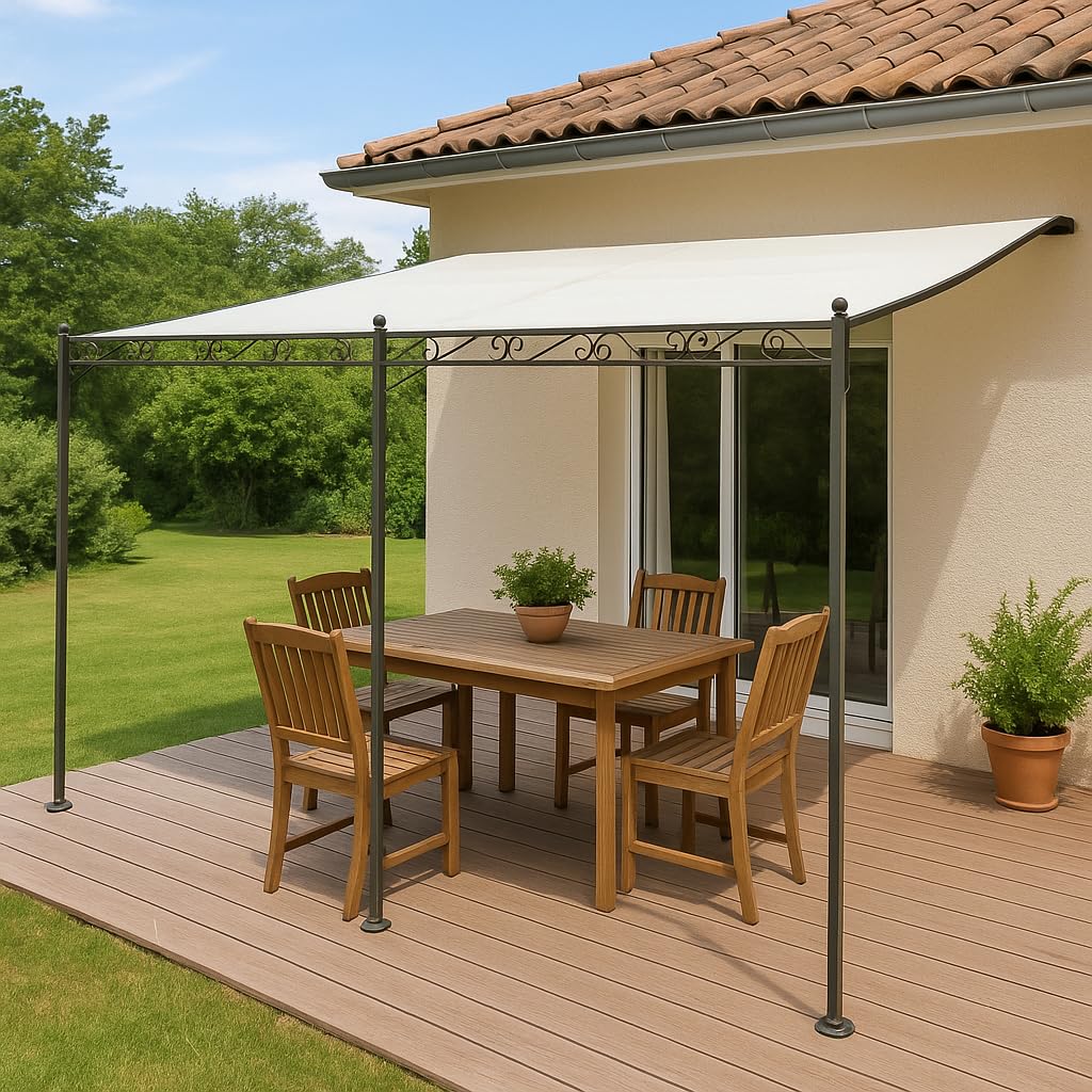 Tonnelle adossée Beige 4 x 3 m Noir