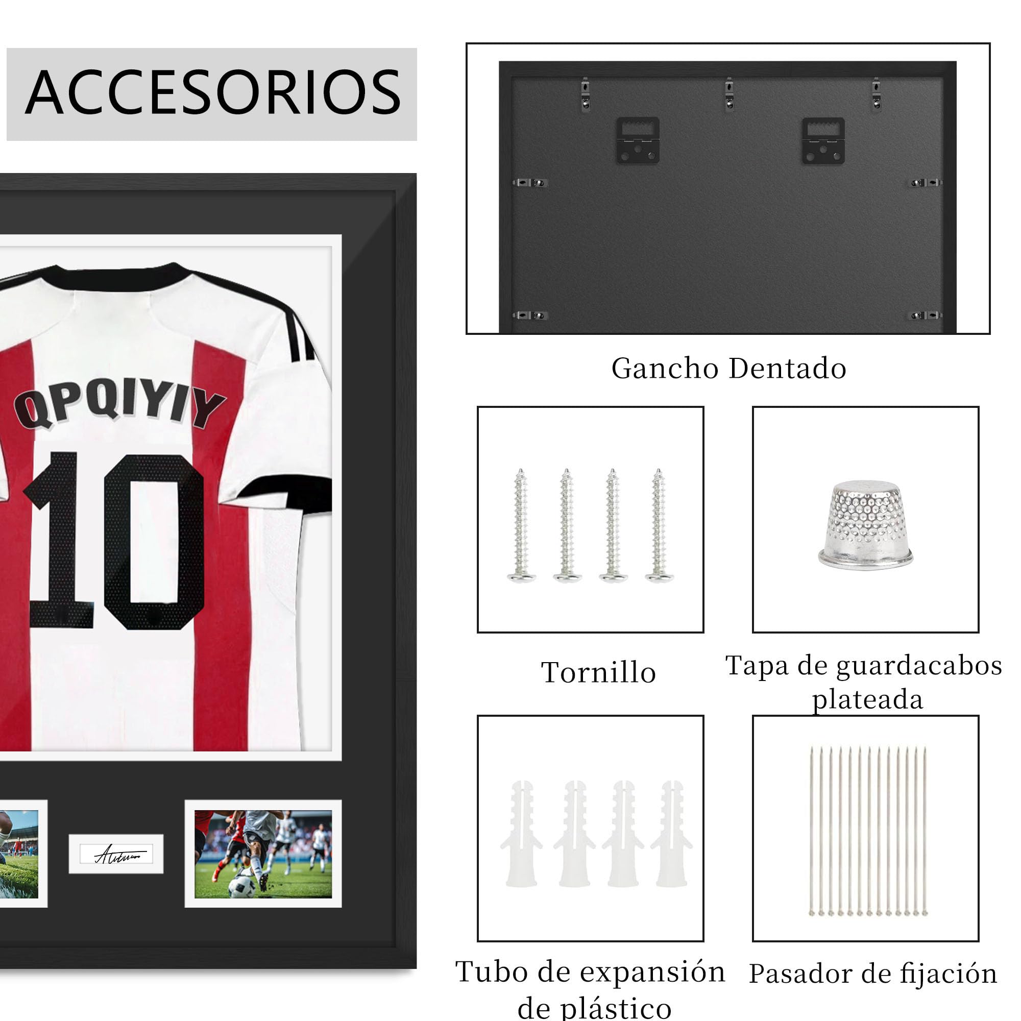 Marco para Camiseta de Fútbol 60x80 cm, Madera Maciza Negra | para Camisetas Firmadas y Fotos, Ideal para Fútbol, Tenis y Baloncesto (60 x 80 cm)