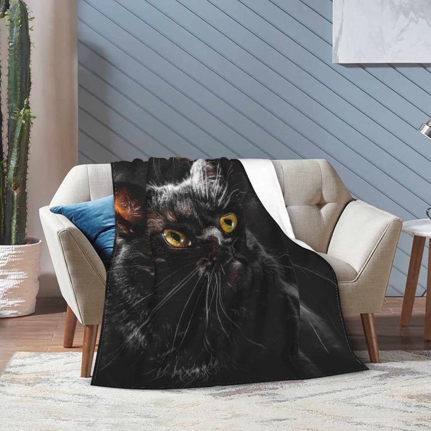 Black Cat Throw Blanket Soft Cozy Plush Warm Fleece Blanket for Sofa Couch Bed 60"X50" - Image 7