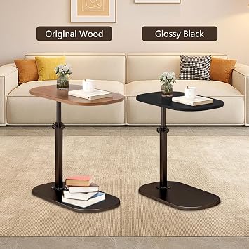Small Side Table, C Shaped Bed Side Table for Living Room Bedroom