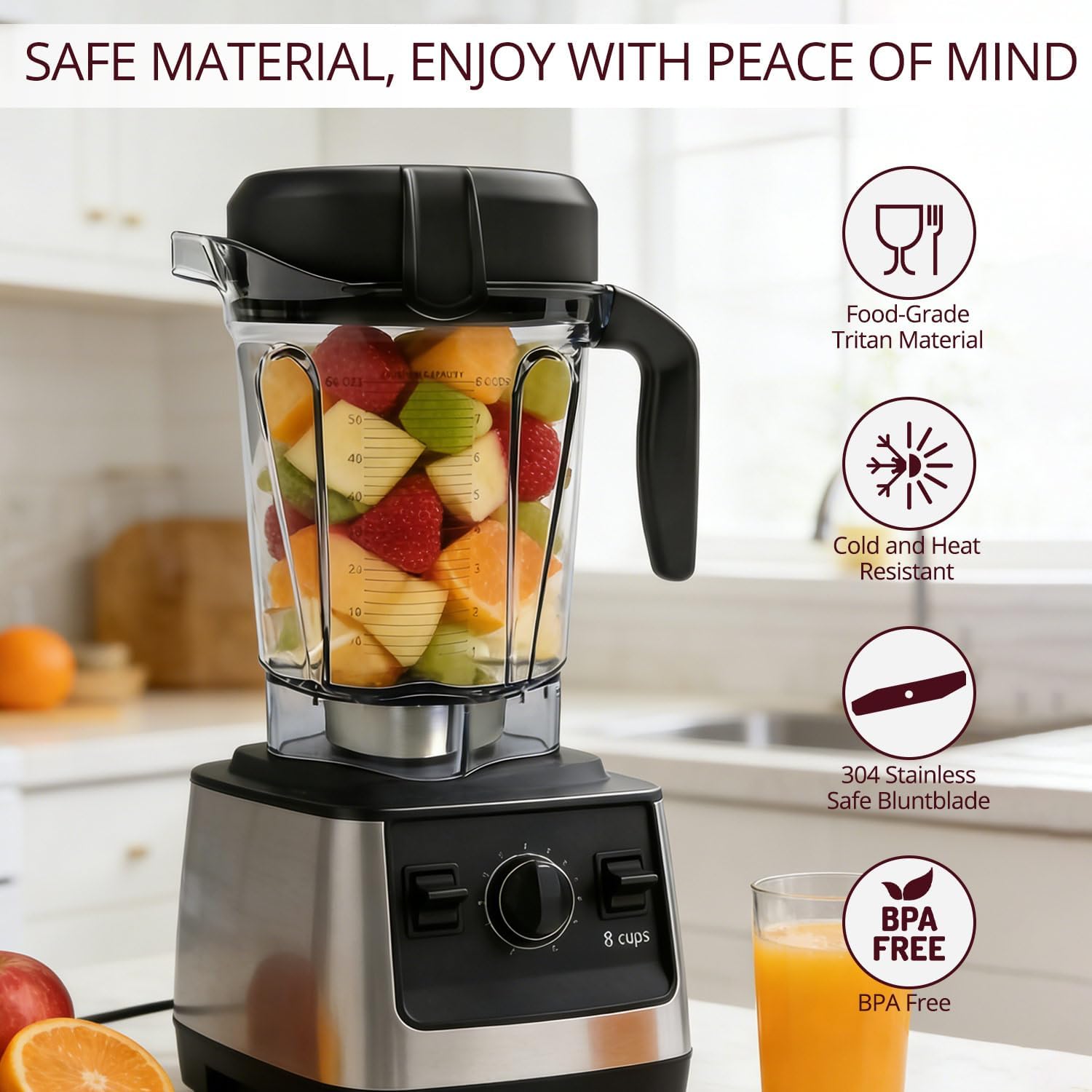 64oz Low-Profile Blender Pitcher Container, Compatible with Vitamix 5200 750 7500 6300 VM0102 VM0103 VM0197 E310 Classic/Explorian/Commercial Series, BPA-Free Replacement Jar Cup