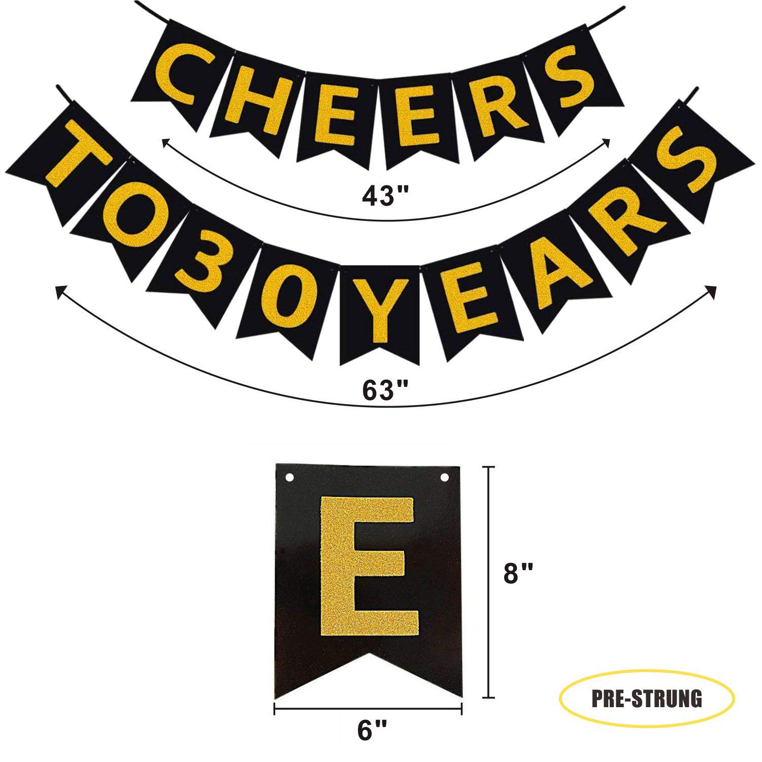 30th Birthday Decorations For Him Her Cheers To 30 Years Banner