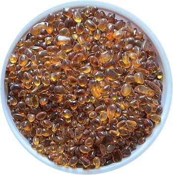 KISEER Mini Clear Glass Stone Bulk 1 LB Glass Beads Gems Marbles Pebbles Gravel Rock for Aquarium, Fish Tank, Garden, Vase Fillers, Succulent Plants Decor Amber