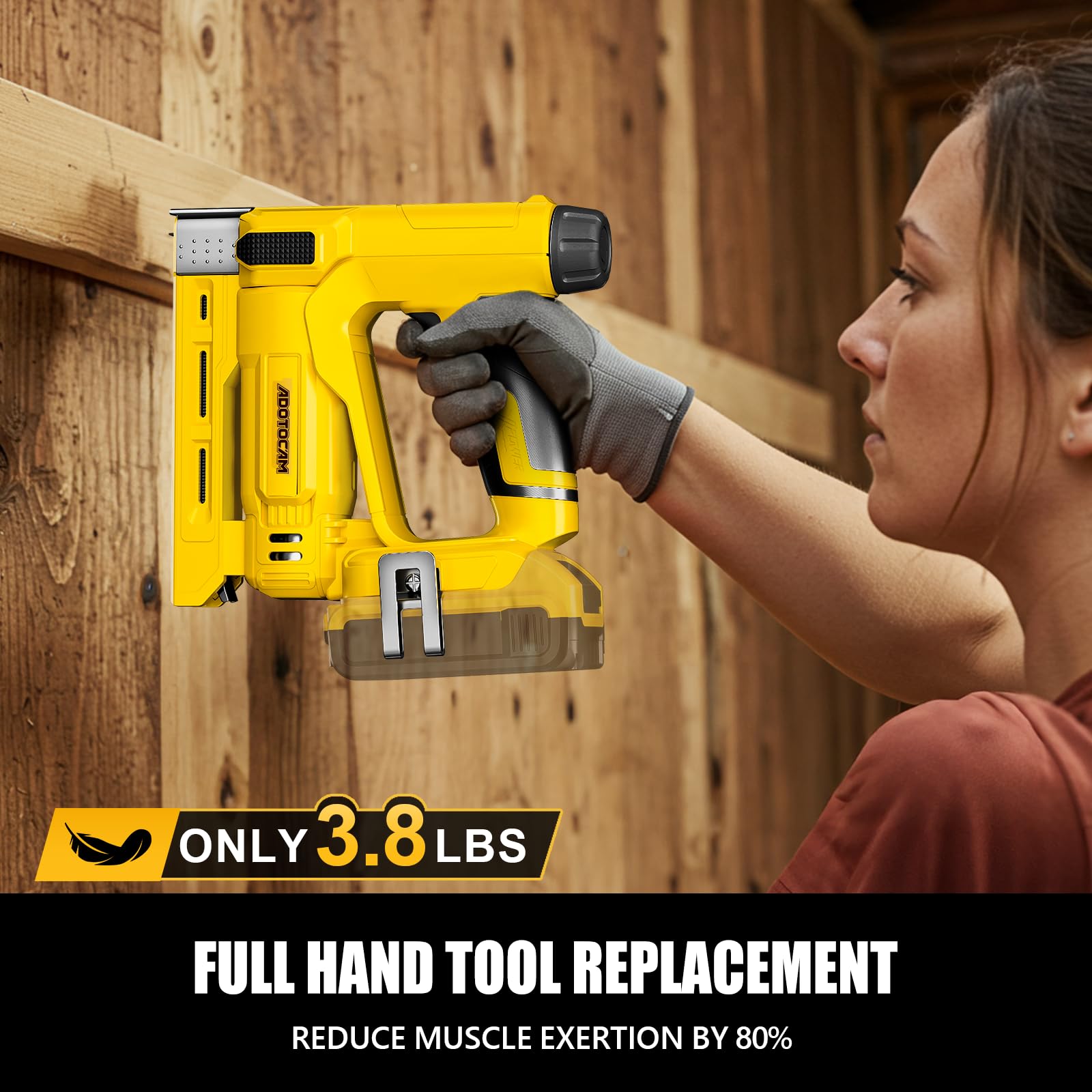 Pistolet do paznokci 18GA do baterii DEWALT 20 V (tylko narzędzie), 2 w 1 bezprzewodowa gwoździarka Brad / zszywacz korony T50, pistolet do paznokci, zasilany baterią z 2000 szt. zszywek i gwoździ, do