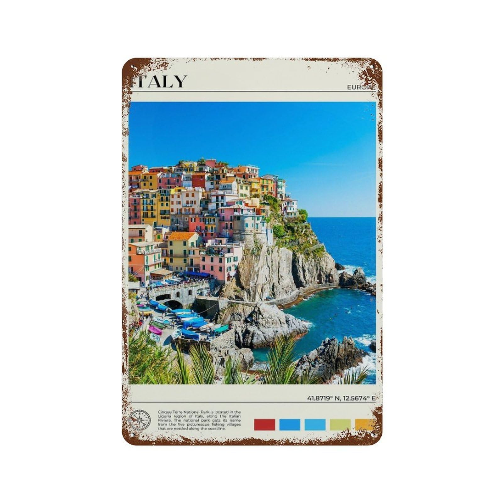 xiaoxiaoshen Real Photo Italy Decor Europe Wall Decor Art Metal Tin Poster Modern Home Decor Art Home Bar Shop Decorations Vintage Sign 30x20cm