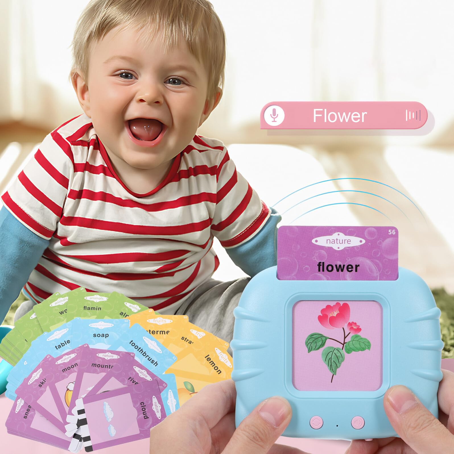 SUPVOX Giocattolo Educativo per Bambini 2 Anni Set Schede Parlanti Macchina Apprendimento Flashcard Parlanti Supporta Istruzione Interattiva Sviluppo Capacità Cognitive